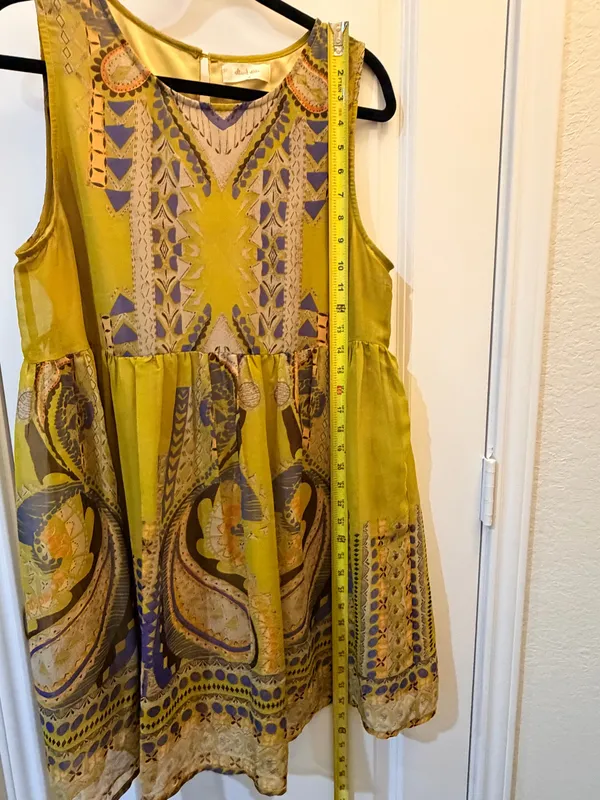 Altar’d State Paisley Boho Babydoll Dress Large Sleeveless Chartreuse Festival - Image 5