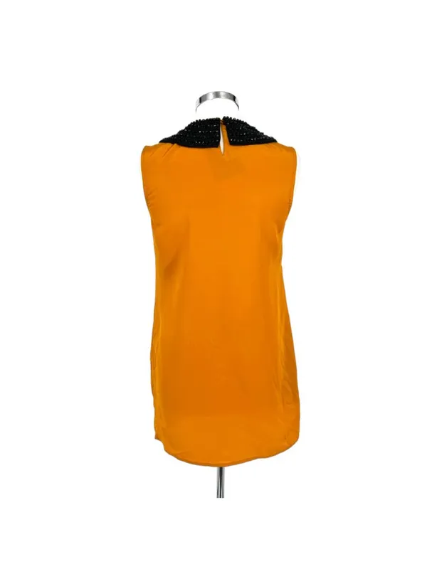ASOS 60s Retro Mod Shift Dress Beaded Peter Pan Collar Mustard Yellow Size 8 - Image 9