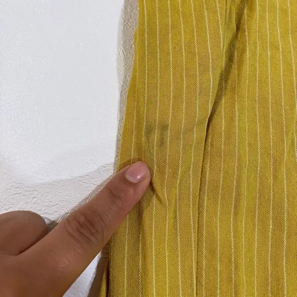 Lulus Mustard Stripe Wide Leg Jumpsuit XS Boho Button Front Romper - Image 8