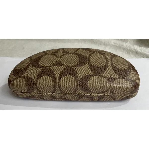 Coach signature C print hard clamshell sunglasses case in brown - Image 4