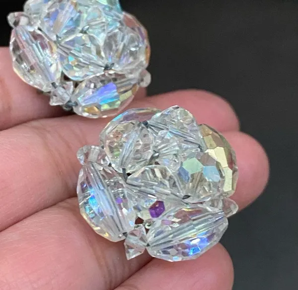 Vintage Laguna Aurora Borealis Cluster Clip Earrings - Image 13