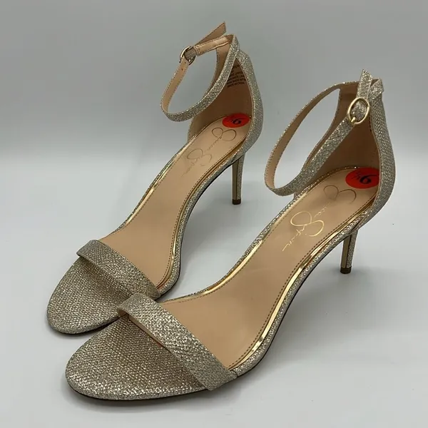 ⭐🆕 Jessica Simpson gold champagne Sparkly heels. C1‎ - Image 2