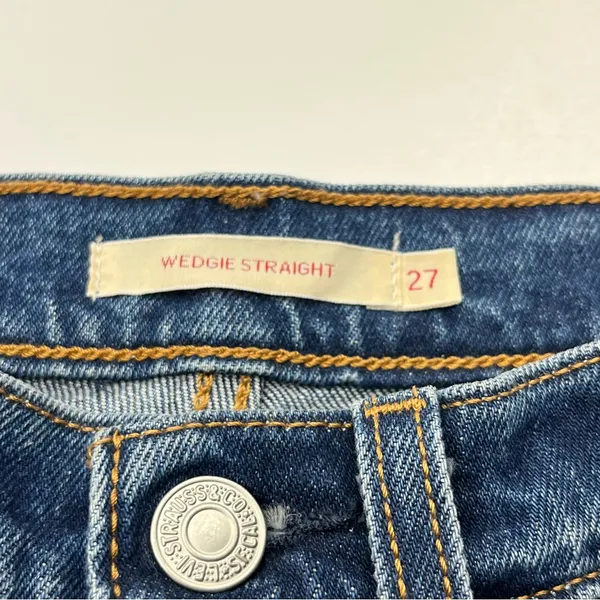 Levi’s Premium Denim Wedgie Straight Jean Womens Size 27 Blue‎ High Rise Button - Image 2