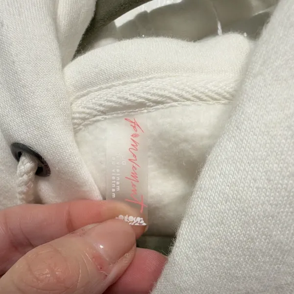 Free People White Graphic Logo Pullover Fleece Hoodie Sweatshirt Size L - Image 4