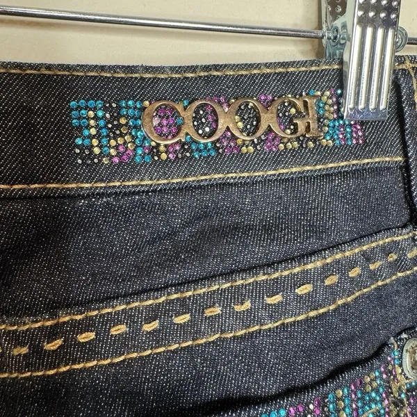 COOGI Rhinestone Embellished Butt Jeans Low Rise Straight‎ Leg Sz 5/6 Y2K Blue - Image 9
