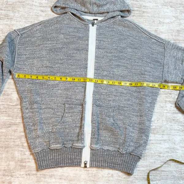 Free People In Bloom Women’s Small Oversized Gray Knit Zip Sweatshirt Hoodie - Image 2