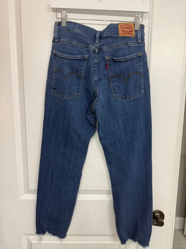Levi’s 724 High Rise Straight Crop Jeans Size 29 Raw Hem - Image 5