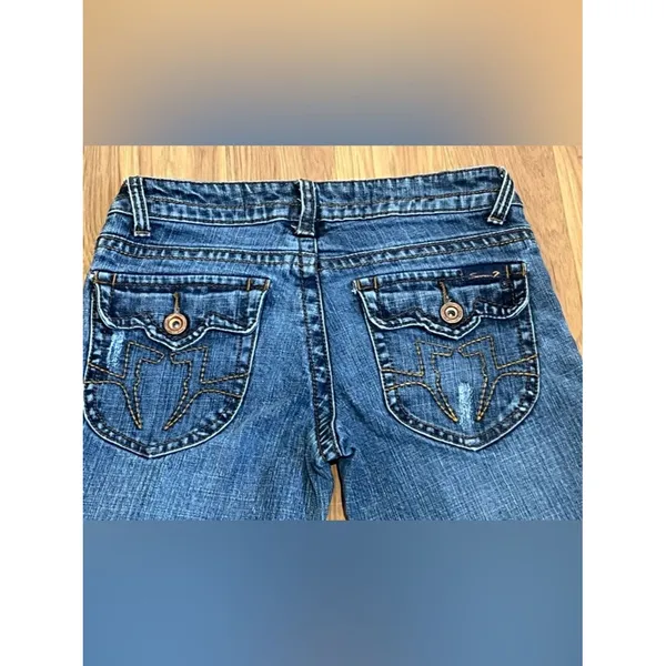 Seven7 Flare Lowrise Jeans Size 26 Iconic "7" branding back pocket - Image 3