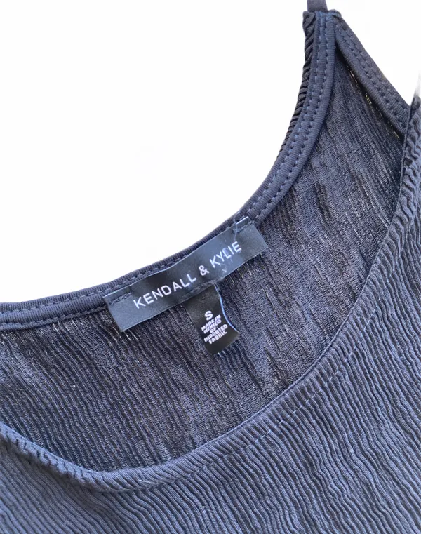 Kendall + Kylie Black Textured Slip Mini Dress - Image 4