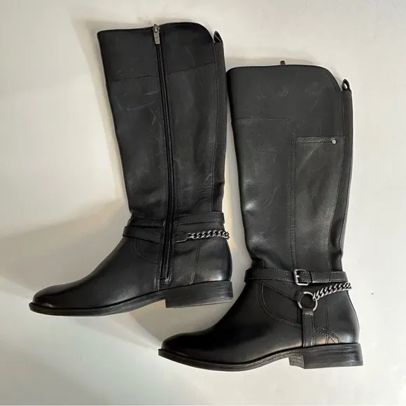 Marc Fisher Alexis Black Leather Riding Boot Size 7‎ - Image 5