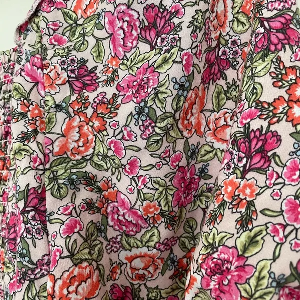 Old Navy Short Sleeve Fit & Flare Dress Sweetheart Neck Pink Ditzy Floral ~ Sz M - Image 5