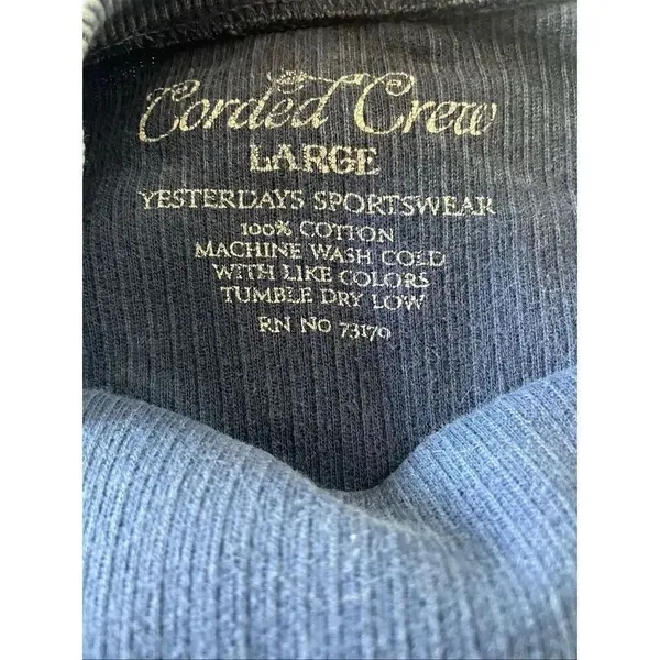Corded Crew Slate Blue Chi Omega Corduroy-Style Sweatshirt – Size Large - Image 14