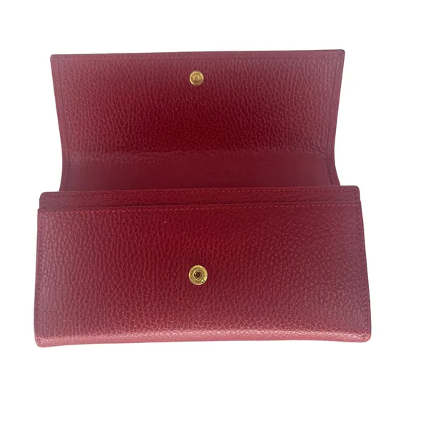 Gucci GG Marmont Continental‎ Wallet Hibiscus Red Pebbled Leather Wallet - Image 15