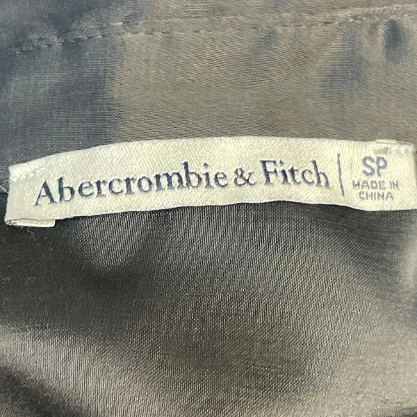 Abercrombie & Fitch Black Satin Long Sleeve Belted Button Down Shirt Dress Sz S - Image 4