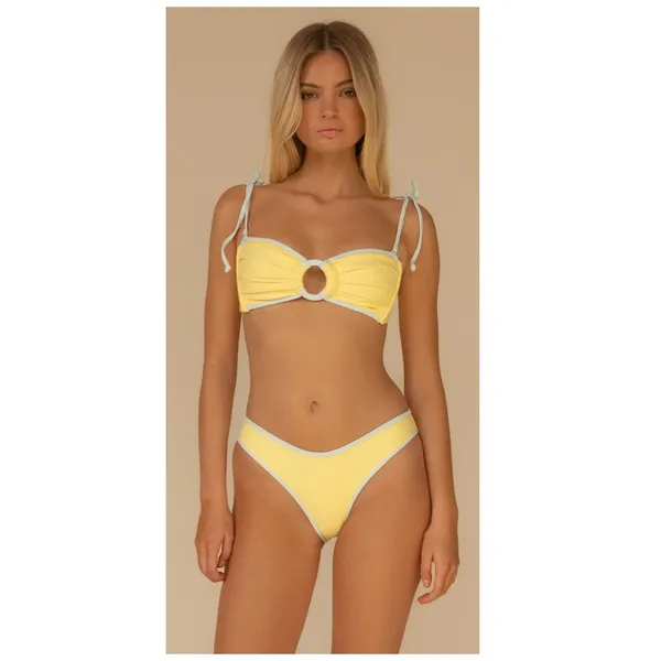 NEW MONTCE Sunshine Binded Lulu Bikini Bottoms Size Small Yellow - Image 3
