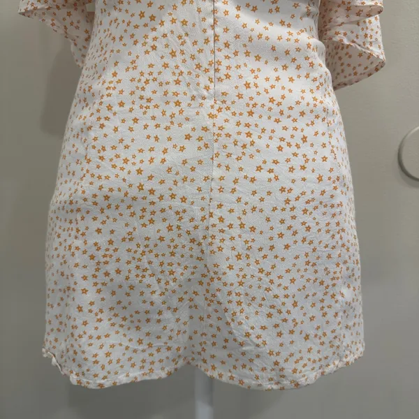 For‎ Love & Lemons Aurora Ruffle Mini Dress White Orange Star Print XS Celestial - Image 6