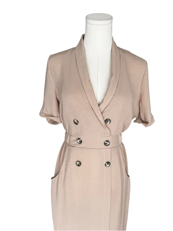 ASOS Design - NWT Tuxedo Midi Dress Camel Double Breasted Sz 0 - Image 4