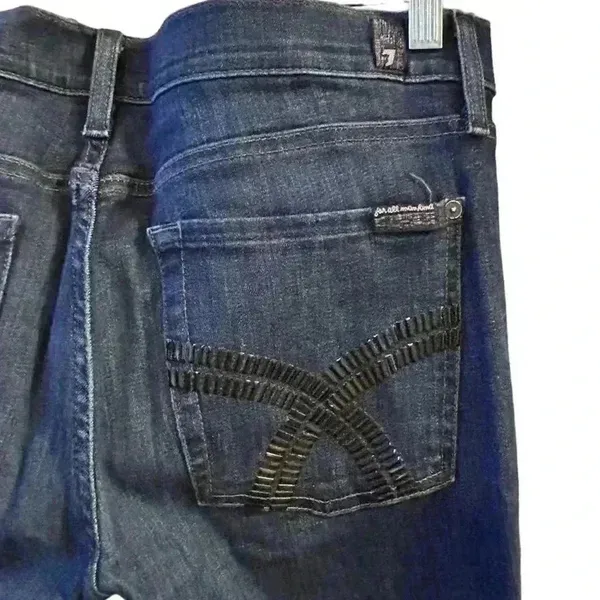7 For All Mankind‎ Women's Skinny Jeans Size 31 Dark Wash Blue Denim - Image 9