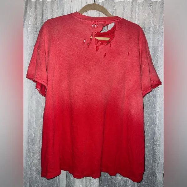 Free People WE THE FREE distressed oversized rubi cosmic red tee in S - Image 5