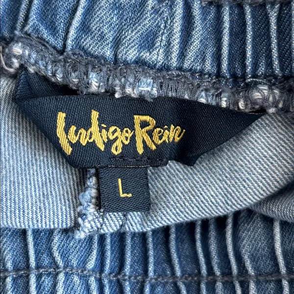 Indigo Rein Denim Joggers Size Large – Blue Elastic Waist Cargo Style - Image 9
