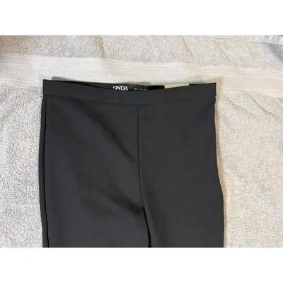 NWT Zara Women Black Leggings Formal Dress Size Small Hi Rise Stretch‎ Slit - Image 2