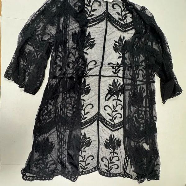 Primark Black Lace Embroidered Floral Cover-Up - Size‎ L. - Image 7