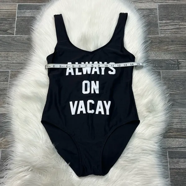 Always On Vacay One Piece Swimsuit in Black - Image 4