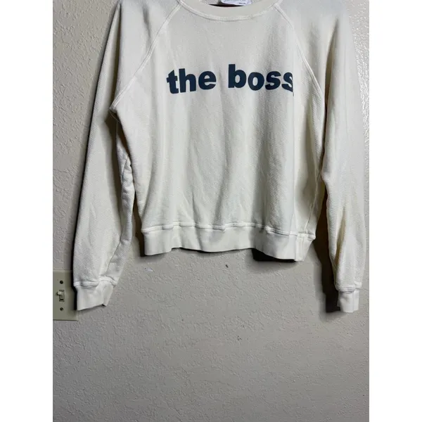 Self Contrast The Boss Graphic Crewneck Sweatshirt Ivory Womans S - Image 5