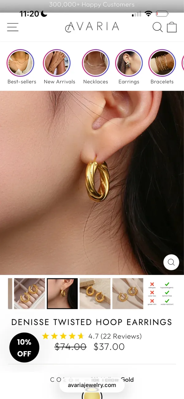 Avaria gold twist hoop earrings - Image 4