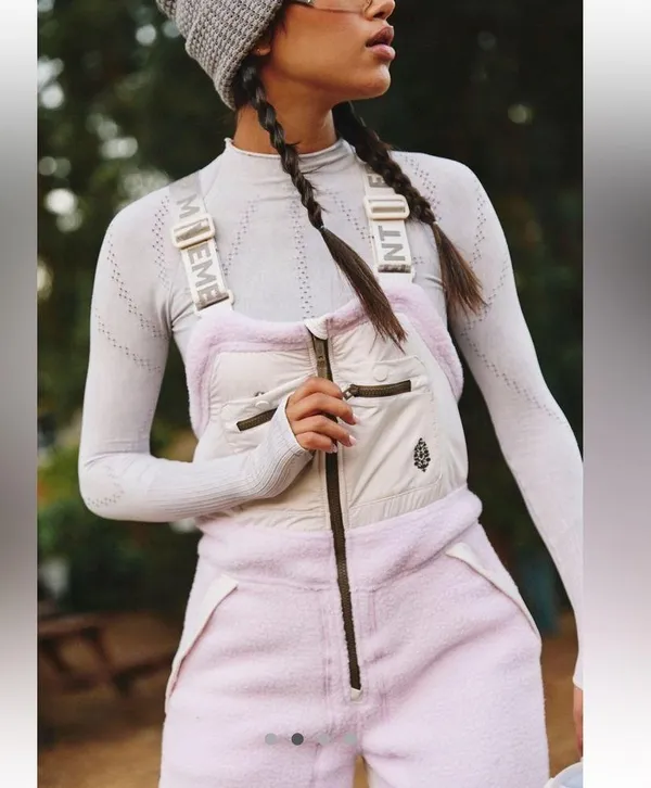 Free People NWT - Hit The Slopes Overalls size: small color: Rose quartz combo - Image 3
