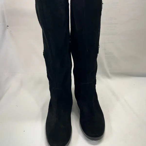 Alfani Vermont Suede Leather Shearling Triple Buckle‎ Riding Boot Women 7 Black - Image 2