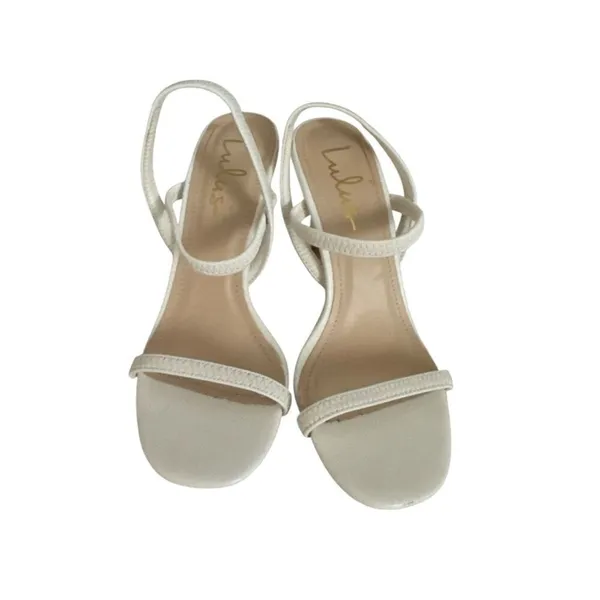 Lulu's Babie White Strappy High Heel Sandals EUC - Image 2