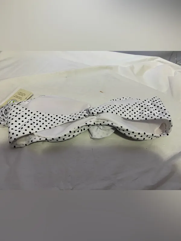 Polka Dot Floral Accent Bandeau Top - White/Black - Image 3
