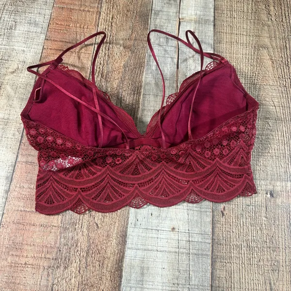 Auden Burgundy Red Floral Lace Lightly Lined Bralette Small Feminine - Image 4