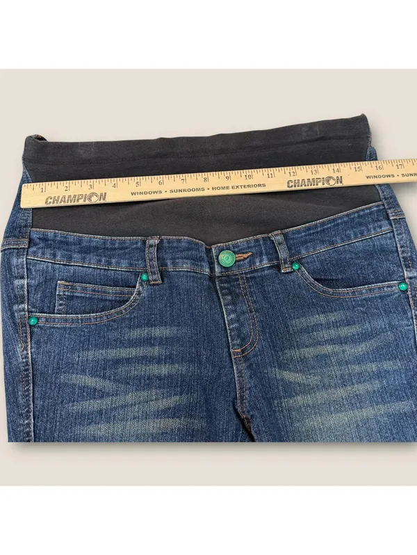 Women's Size Medium Maternity Jeans Slim Fit Dark Wash Casual - Image 3