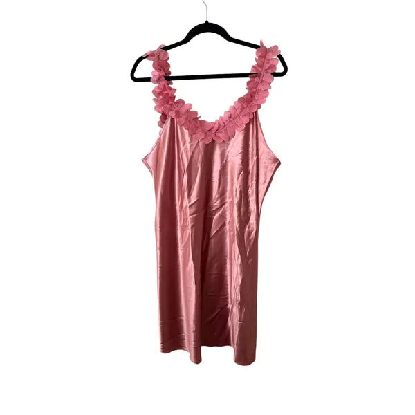 LE CLAIR DE LUNE Floral Applique Mini Dress‎ Pink Large - Image 3