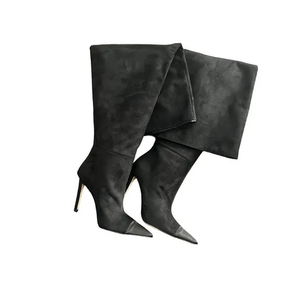 Good American Over the Knee Slouch Suede Boots Black GA173K-X Women's 7.5 NWOB - Image 2