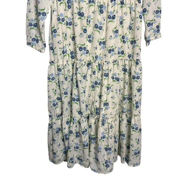 Sweet Baby Jamie Ivory Floral Print Tiered 3/4 Sleeve Midi Dress Size XL - Image 6