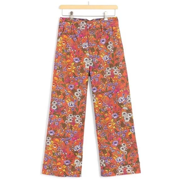Anthropologie Maeve Flower Power‎ Wide Leg Ankle Cropped Trouser Pant 0 - Image 2