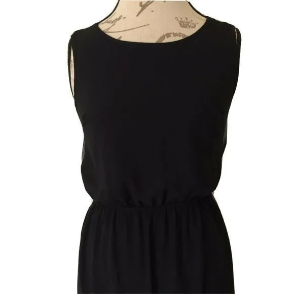 Lola Black Maxi Dress Womens Sleeveless Sheer Full Length Side Slit Elegant - Image 4