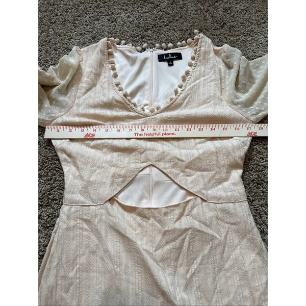 Lulus Modern Menagerie Lace Midi Dress Small Blush Swiftie Romantic Cut Out - Image 6