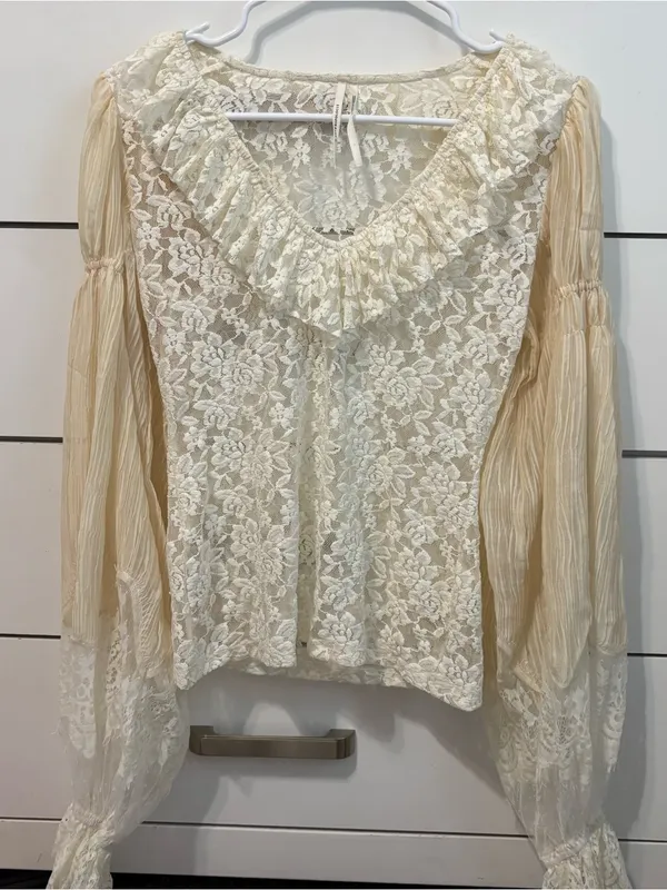 Anthropologie Wide-Sleeve Sheer Lace Top - Image 2