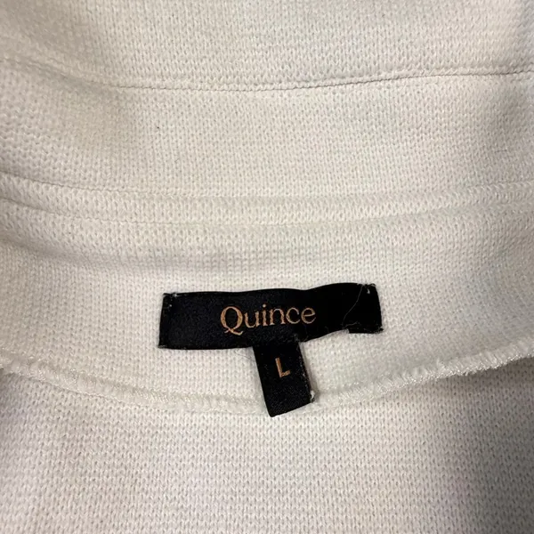 Quince Organic Cotton Knit Blazer White Open Front Cardigan Jacket Layer Large - Image 2