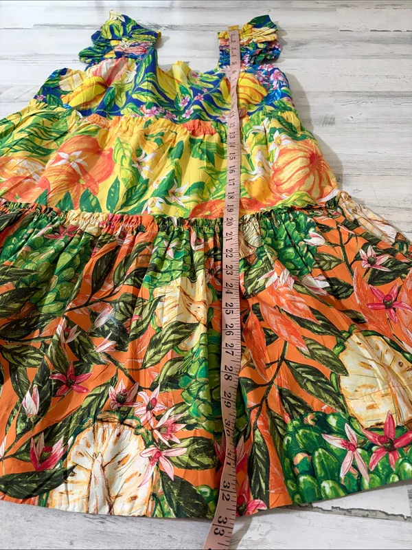 FARM Rio Caipirinha Mini Dress Tropical Fruit Flutter Sleeve Size Large - Image 13