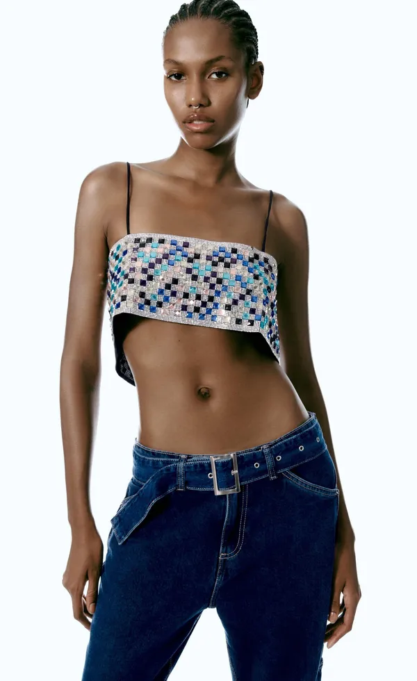 ZARA NWT  SHIMMERY CROP TOP - Image 4