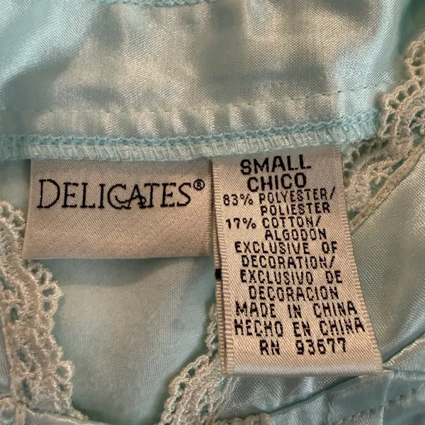 Delicates Vintage Light Blue Nightgown Size Small With Embroidery and Lace - Image 12