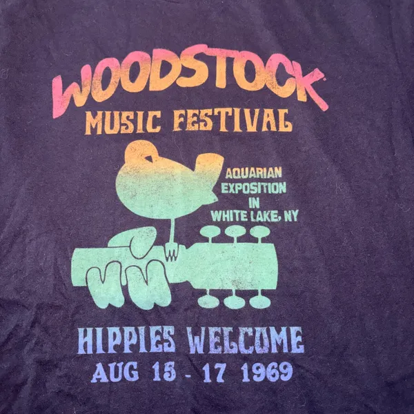 Woodstock Music Festival 1969 Graphic T-Shirt Womens M Goodie Two Sleeves Hippie - Image 5