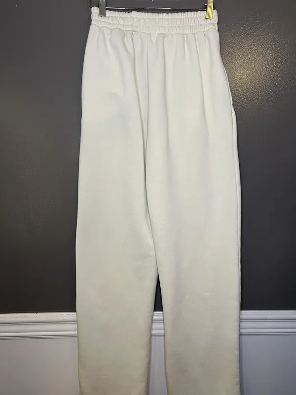 PrettyLittleThing Pants Womens Medium White Fleece Straight Leg Lounge Pockets - Image 5