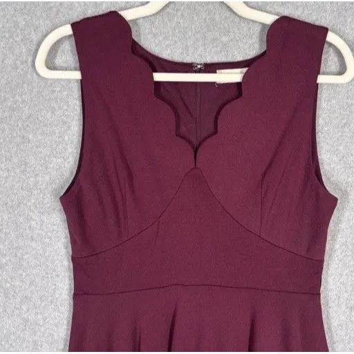 Altar’d State Dress Sz Medium Burgundy Scalloped Neckline Preppy Party Career - Image 2