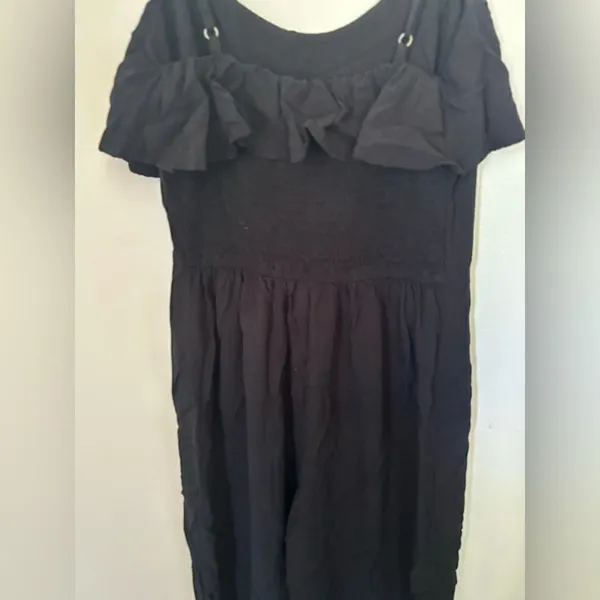 Abercrombie & Fitch Black Ruffle Jumpsuit Smocked Waist M - Image 8